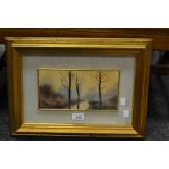 Ettore Marinelli Trees in Autumn signed, oil on board, 13cm x 24.