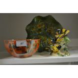 A Beswick bird group, 926; a Carnival glass bowl,