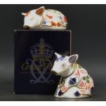 A Royal Crown Derby paperweight, Piglet, gold stopper; a Royal Crown Derby paperweight ,