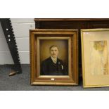 English School (early 20th century) Portrait of a Gentleman, overpainted print, gilt frame ,