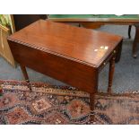 A Victorian mahogany Pembroke table, moulded top, single drawer to frieze, brass button handles,