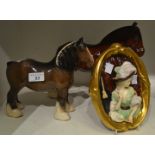 Ceramics - a Beswick bay gloss shire horse; a Melba type shire horse; a Wedgewood,