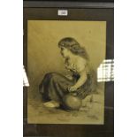 English School, late 19th century Portrait of a Seated Child, pencil and charcoal, 42cm x 32cm ,
