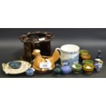 Ceramics - miniature stoneware bowls; squat baluster shaped vases;