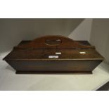 A 19th Century oak lidded two division cutlery tray