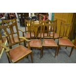 A set of six Arts and Crafts oak dining chairs two conforming carvers (8)