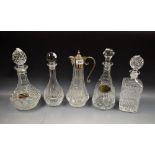 Glass - a cut crystal glass decanter; others;