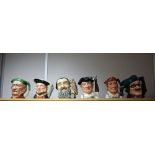 A collection of five Royal Doulton large character jugs, Blacksmith, Gunsmith, Merlin, Dick Turpin,