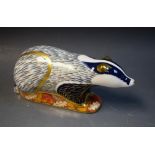 A Royal Crown Derby paperweight, Woodland Badger,