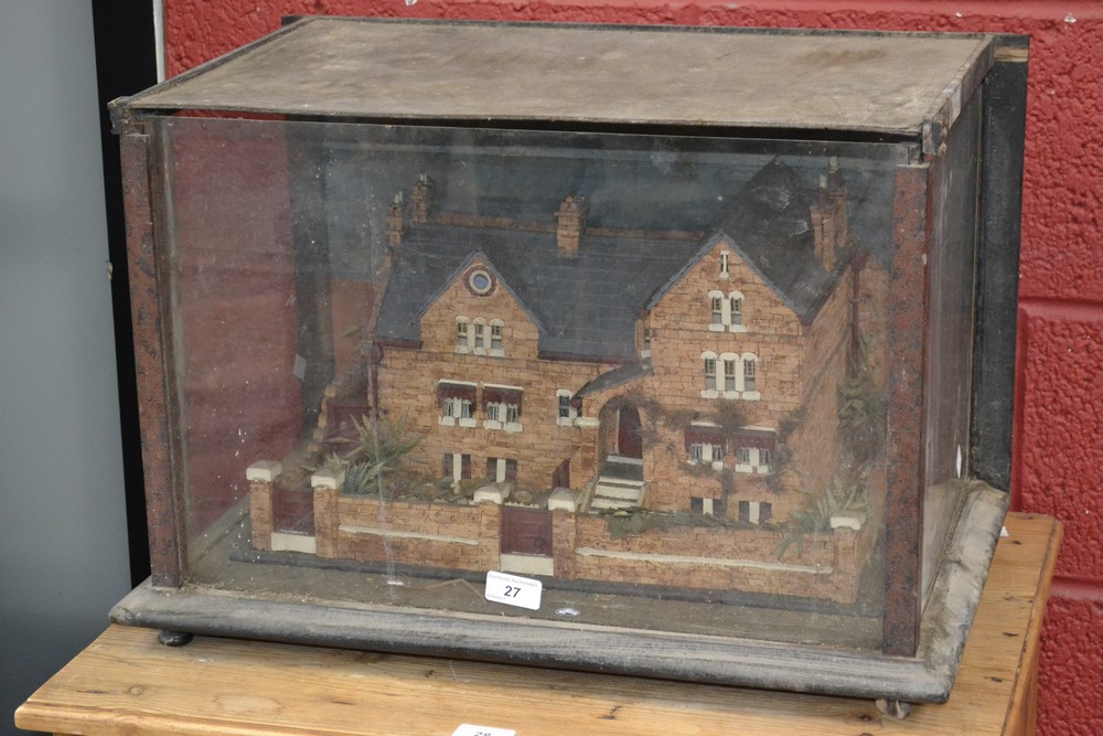 A late Victorian cork architectural diorama, the model as a substantial suburban villa,