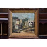 Continental School (20th century) Abstract Village Scene indistinctly signed, oil on canvas,