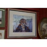 Lewis? ** Portrait of a Clown signed, watercolour,