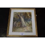 English School (19th century) Into the Woods signed with monogram CE, dated 1871, watercolour,