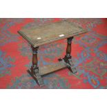 A small oak occasional table, moulded rectangular top, baluster supports.