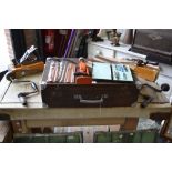Woodworker's tool box and tools to include a Stanley Bailey No 4 plane, boxed, a Stanley hand drill,
