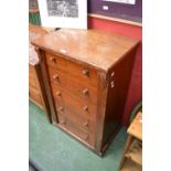 A Victorian oak Wellington chest, of five drawers, c.