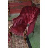 A Victorian rosewood button back chair C1840