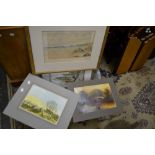 Watercolours and pictures to include rural scenes,