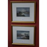 H**B** Hinchcliffe (early 20th century) A Pair, Scottish Loch in the Moonlight signed, dated 17,