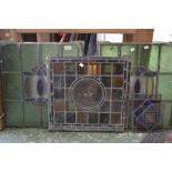 Stained glass panels - a rectangular panel depicting flowers;