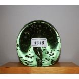 A large Victorian green glass dump, bubble inclusions, 13cm high, c.