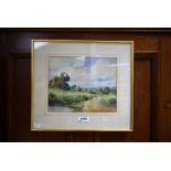 W E J Dean A Derbyshire Landscape signed, dated 1911, watercolour, 20cm x 24.