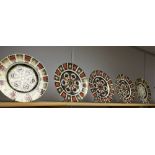 A set of five Royal Crown Derby 1128 pattern Imari dinner plates,