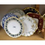 A Royal Crown Derby Normandie pattern sandwich plate; another Mikado; other plates including Caliph,