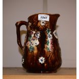 A Victorian bargeware water jug, Mr G Green, Welsh Harp, Hendon 1886,