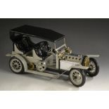 Mamod - a Steam powered silver Limousine car, black roof, silver wheels,