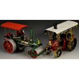 Wilesco - a D36 Old Smoky steam roller, green body, red canopy, boxed, another D419.