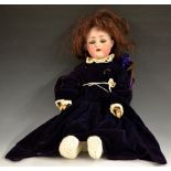 Simon Halbig & Kammer Reinhardt - a young child bisque head doll, brown hair,