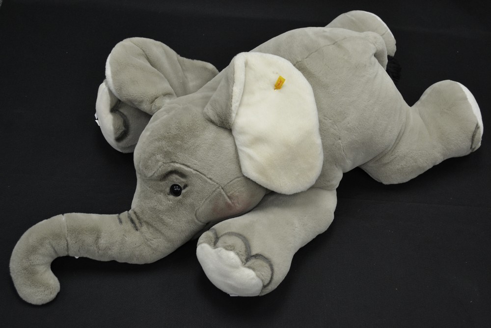 Steiff - a large stuffed soft toy Elephant, Trotty, number 085277, yellow tag,