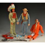 Dolls - Marx Toys Johnnie West Cowboy Kid action figure, blue body, painted face,