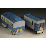 A scratch built model of a Maudsley type cab over wagon and caravan, wooden bodies,