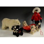 Steiff Animals - an Antarctic sled set, Yukon Quest Fulda comprosing male explorer,