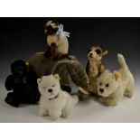 Steiff Animals - a Trampy Elephant, yellow ear tag No 063367; others, Amy Gorilla,