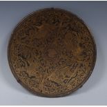 A 19th century Renaissance Revival gilt damascened iron circular plate,