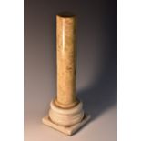 A Grand Tour type marbled column, turned socle and base,