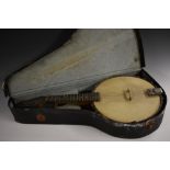 A John Grey & Sons ukulele banjo, eight strings, 17 frets, 61cm long, no.