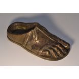 A 19th century bronze desk weight, cast a sandalled Roman foot,