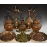 A 19th century Middle Eastern tinned copper harlequin garniture,