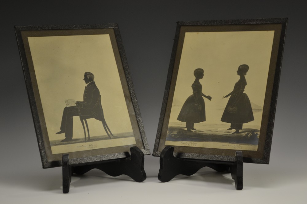 Samuel Metford (Quaker, 1810-1896), a family pair of silhouettes, William Holmes aged 53,
