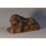 A 19th century boxwood carving, The Lion of Lucerne, after Bertel Thorvaldsen (1770 - 1844), 11.
