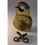 A 19th century Edwin Cotterill & Co of Birmingam Wilson's patent brass and steel padlock,