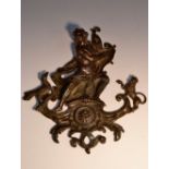 A 19th century dark patinated bronze plaque or mount,