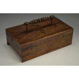 A George IV rosewood portable writing box, turned handle,