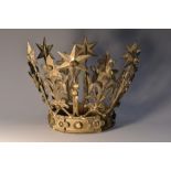 A 19th century stamped brass and paste set effigy crown, for Mary, Queen of Heaven,