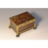 A 19th century gilt-metal mounted agate rectangular casket, hinged cover, engine-turned borders,