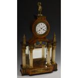 A 19th century Continental parcel-gilt and painted maple portico library clock,